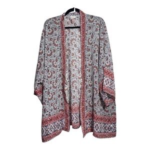 KNOX ROSE Sheer Blue Floral Women’s Kimono Size XXL Boho Flowy